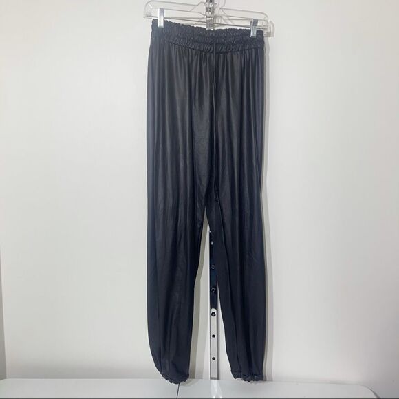 K too waxed fabric faux leather joggers pants L lg - Picture 16 of 16